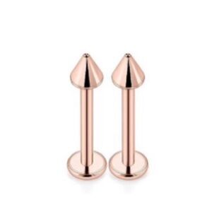 Stainless Steel Rose Gold Flat-Back Labret Stud Jewelry with Spikes